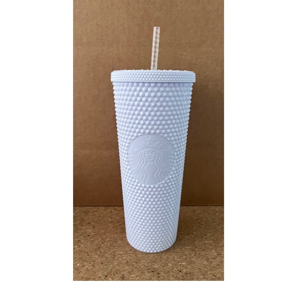 Starbucks Studded Tumbler 24oz White Mint Green Excellent‎ Matte Venti Cold Cup